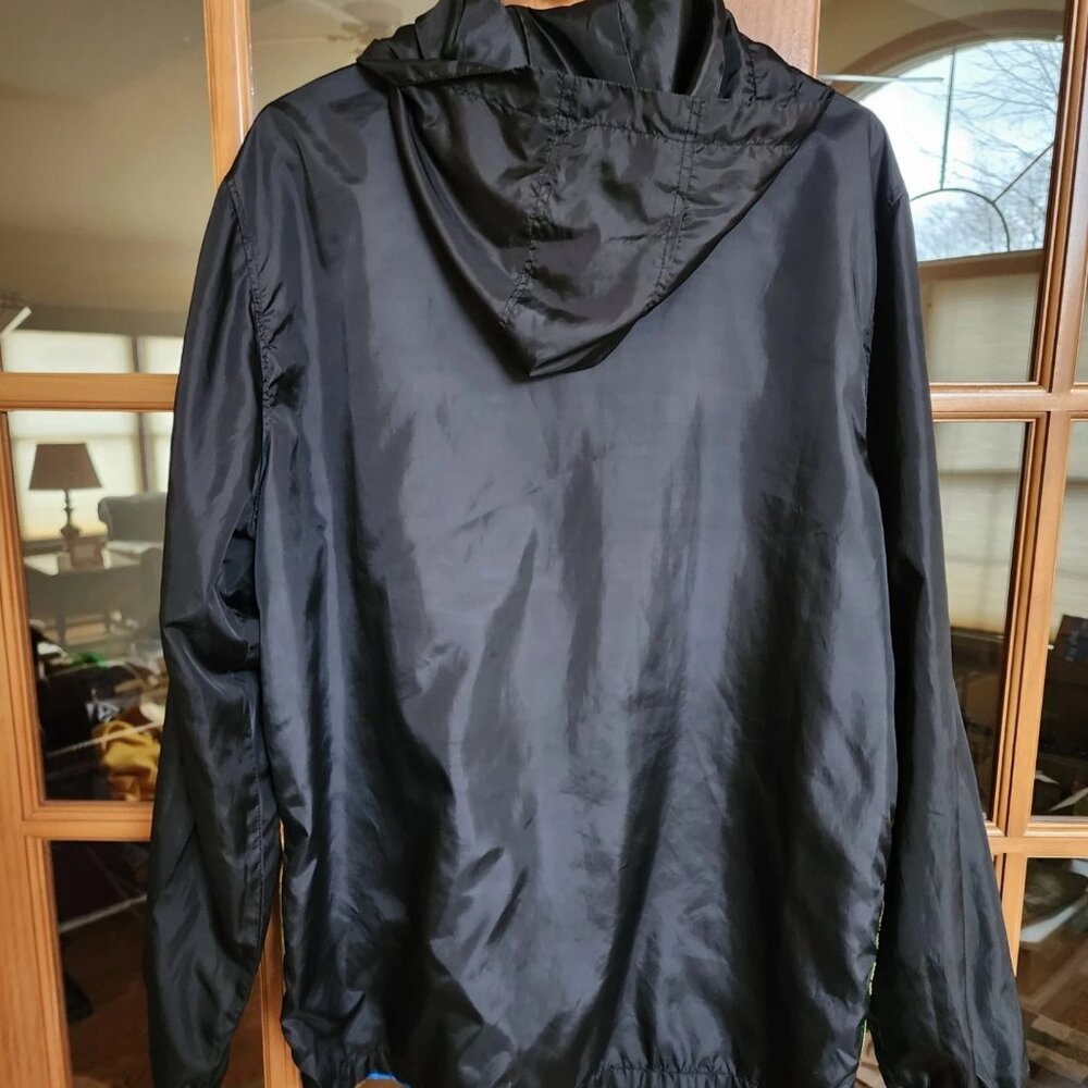 Polaroid Windbreaker Hooded Pullover 1/4 Zip Jacket Black Rainbow Size XL - Picture 5 of 5
